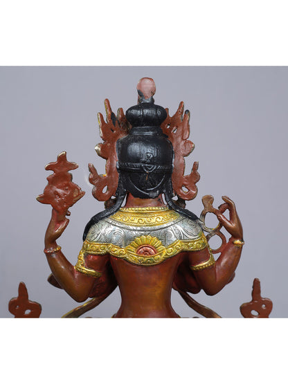 9" Chenrezig (Avalokiteshara) Idol | Nepalese Copper Statue