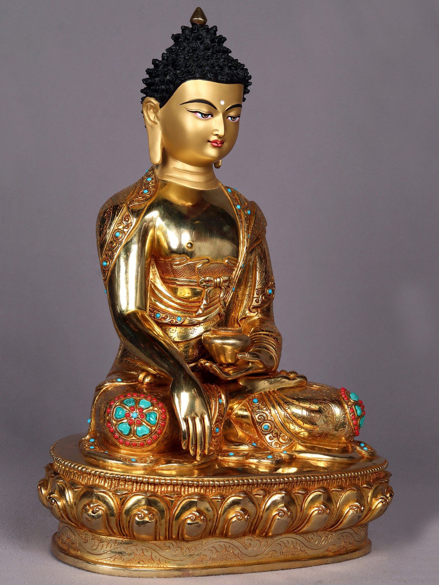 13" Lord Bhumisparsha Buddha Idol | Copper Statue from Nepal