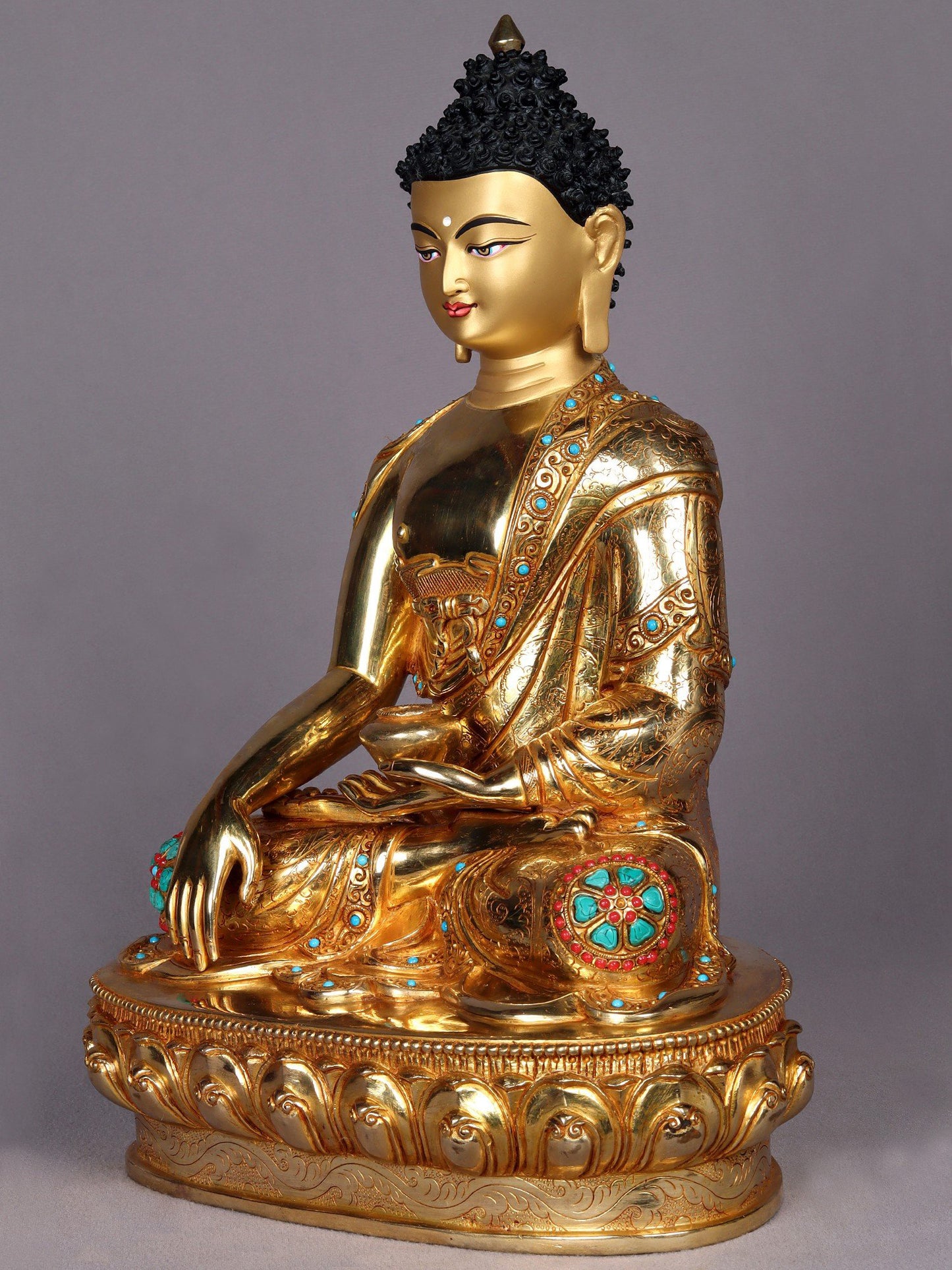 13" Lord Bhumisparsha Buddha Idol | Copper Statue from Nepal