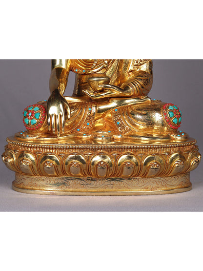 13" Lord Bhumisparsha Buddha Idol | Copper Statue from Nepal