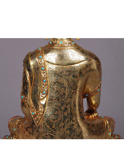 13" Lord Bhumisparsha Buddha Idol | Copper Statue from Nepal