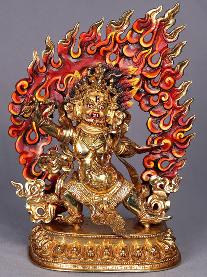 9" Vajrapani Copper Statue from Nepal | Tibetan Buddhist Deity Idol