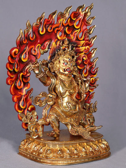 9" Vajrapani Copper Statue from Nepal | Tibetan Buddhist Deity Idol