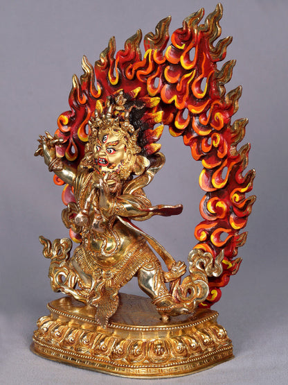 9" Vajrapani Copper Statue from Nepal | Tibetan Buddhist Deity Idol