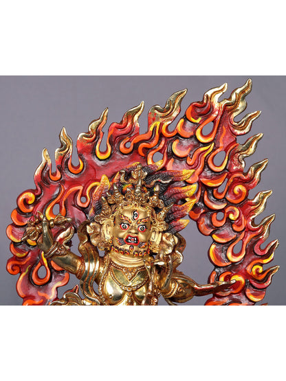 9" Vajrapani Copper Statue from Nepal | Tibetan Buddhist Deity Idol