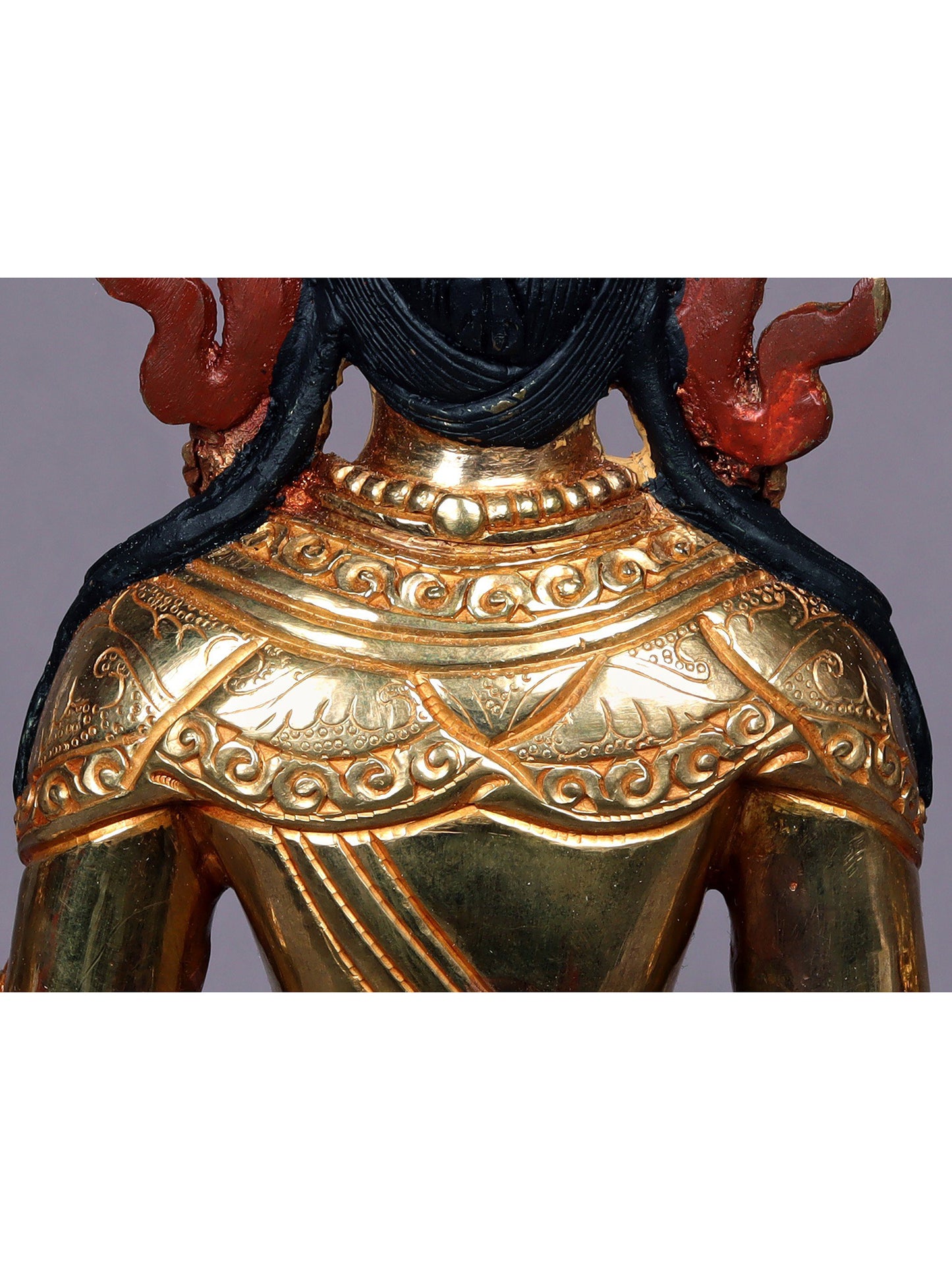 9" Copper Lord Aparmita Buddha Idol | Tibetan Buddhist Deity Statue