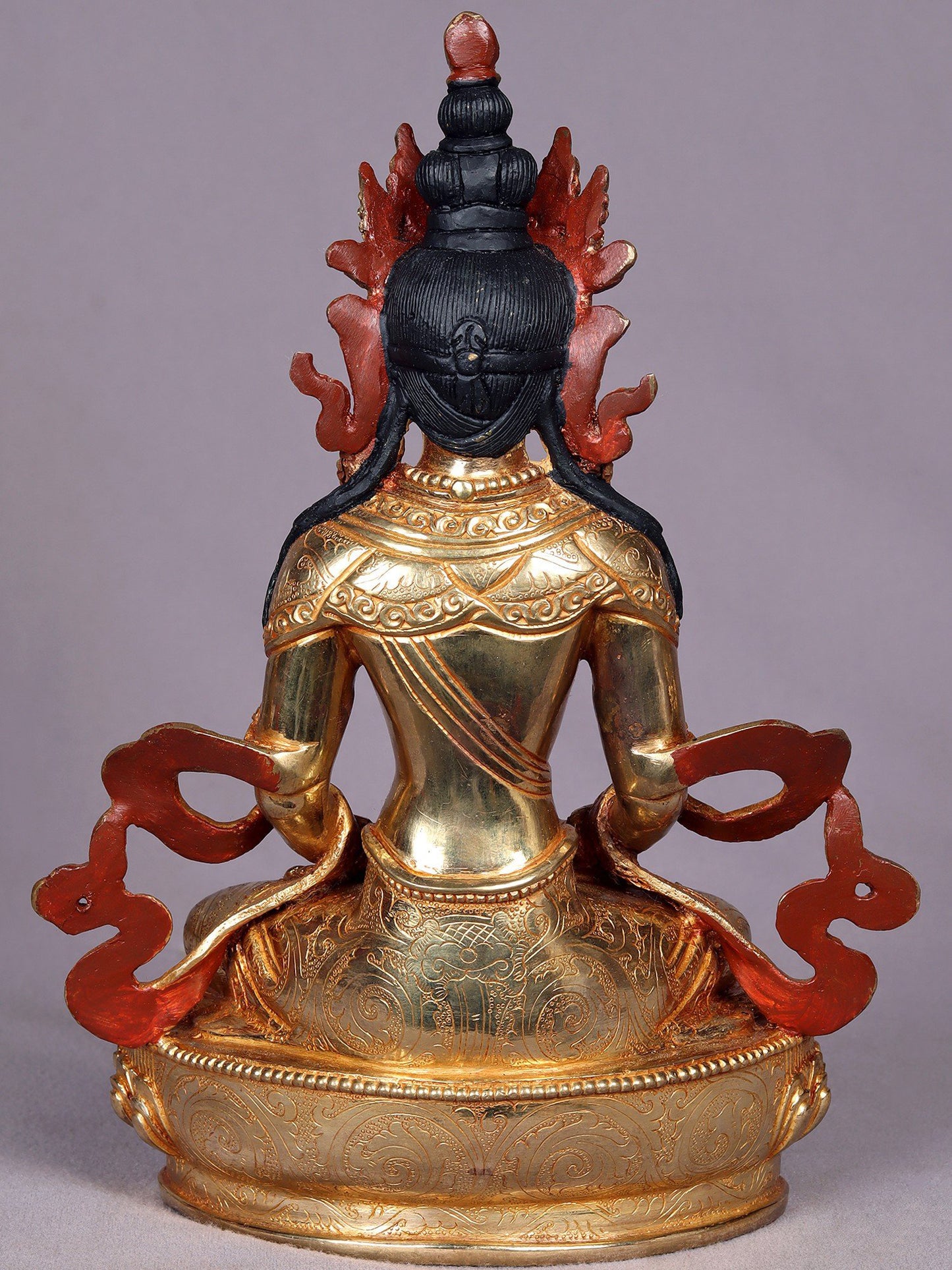 9" Copper Lord Aparmita Buddha Idol | Tibetan Buddhist Deity Statue