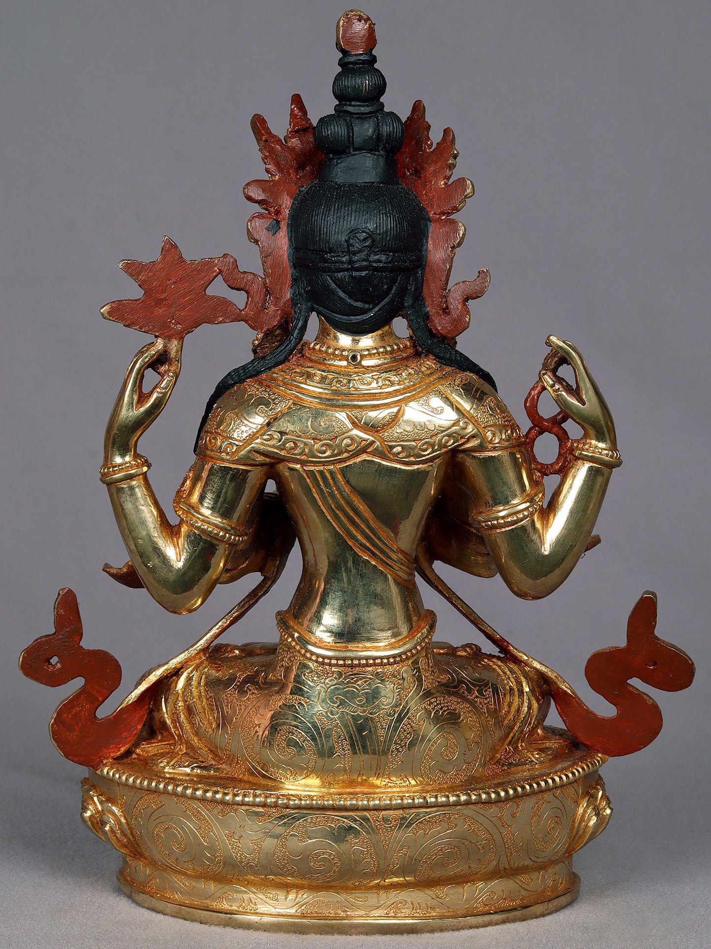 9" Tibetan Buddhist Deity Chenrezig Copper Statue from Nepal