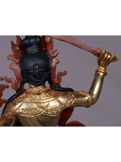 9" Manjushri Copper Statue from Nepal | Buddhist Deity Figurines