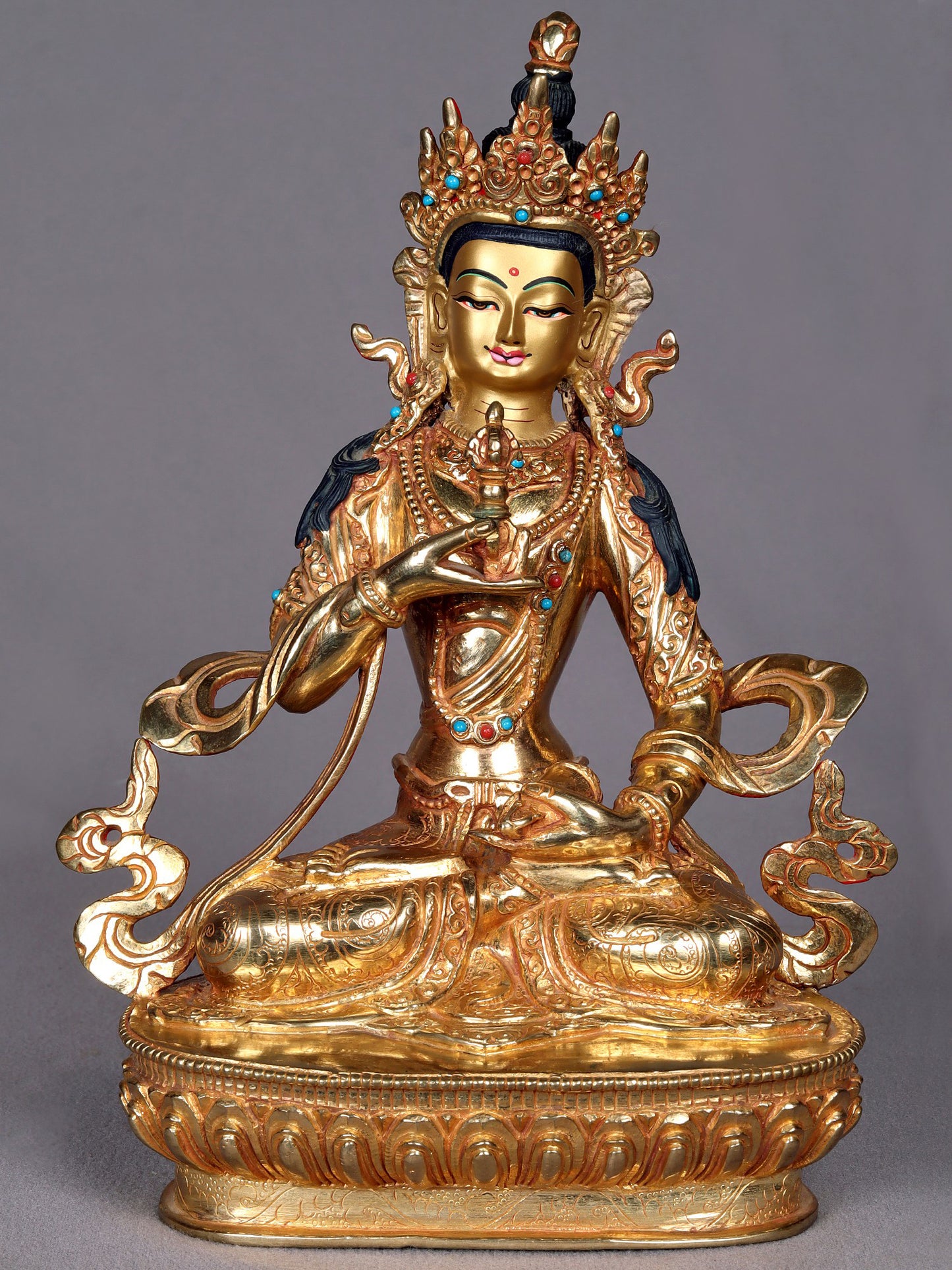 9" Tibetan Buddhist Deity Vajrasattva Copper Statue from Nepal