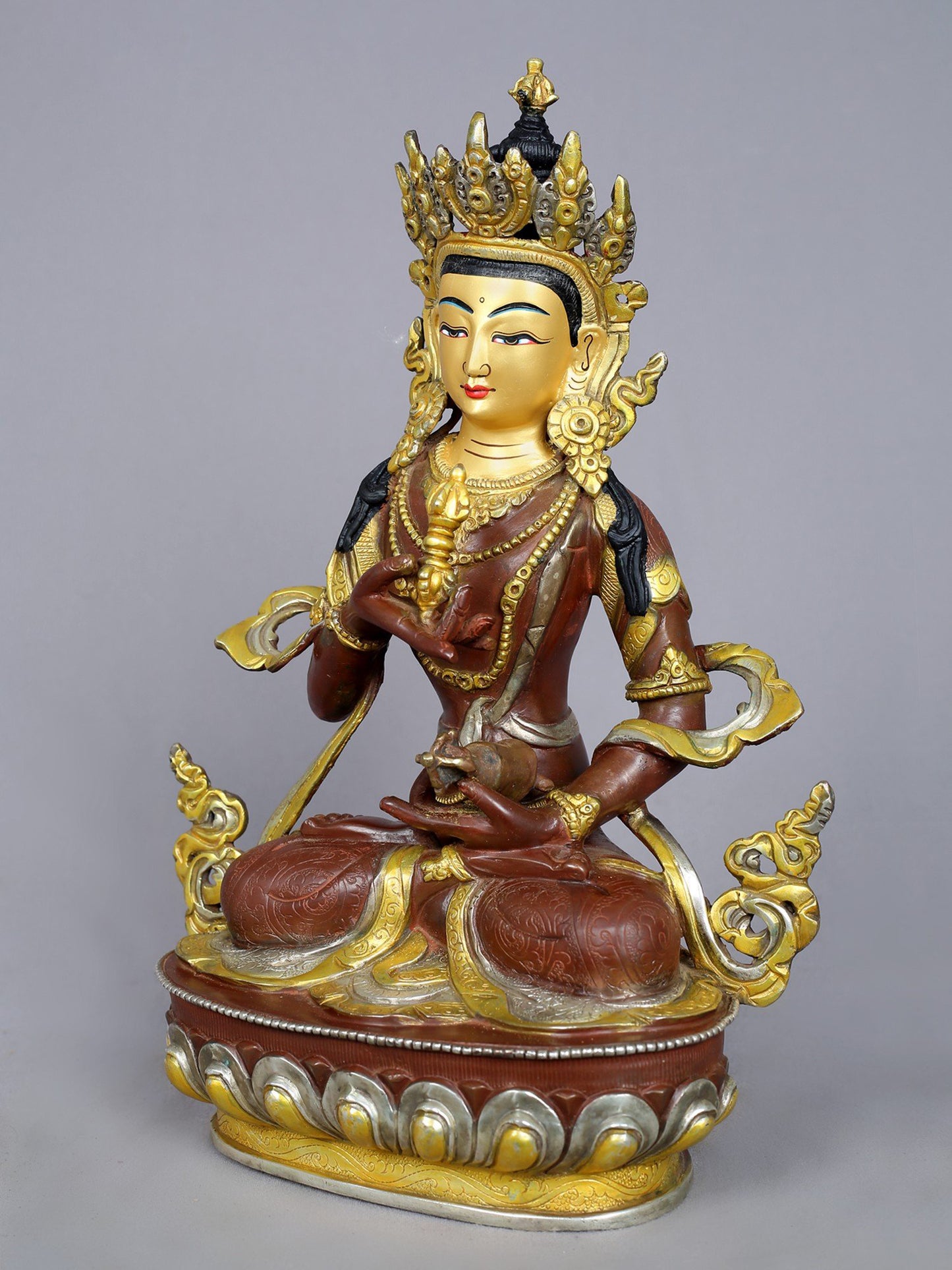 13" Tibetan Buddhist Deity Vajrasattva Copper Statue from Nepal