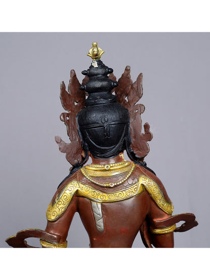 13" Tibetan Buddhist Deity Vajrasattva Copper Statue from Nepal