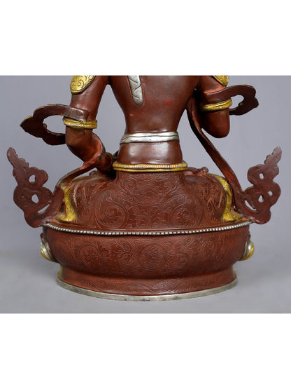 13" Tibetan Buddhist Deity Vajrasattva Copper Statue from Nepal