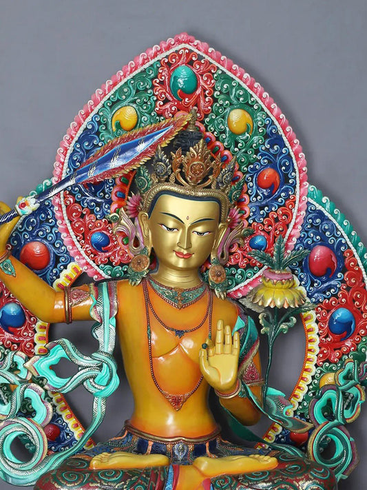 46" Large Buddhist Deity Manjushri Copper Idol from Nepal