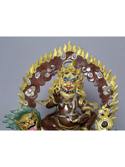 13" Lord Singh Kubera Idol | Nepalese Copper Statue