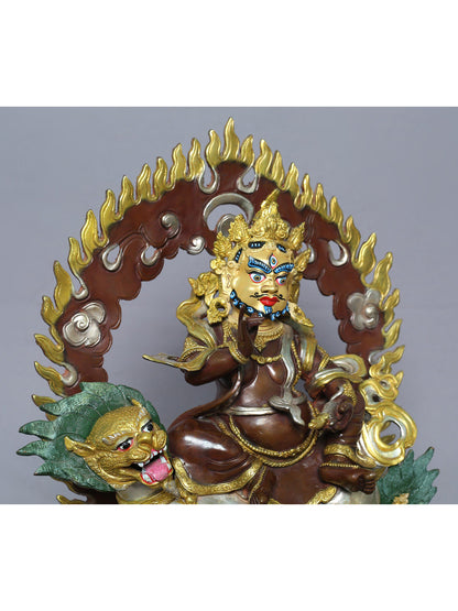 13" Lord Singh Kubera Idol | Nepalese Copper Statue