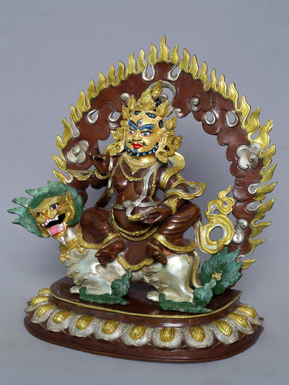 13" Lord Singh Kubera Idol | Nepalese Copper Statue