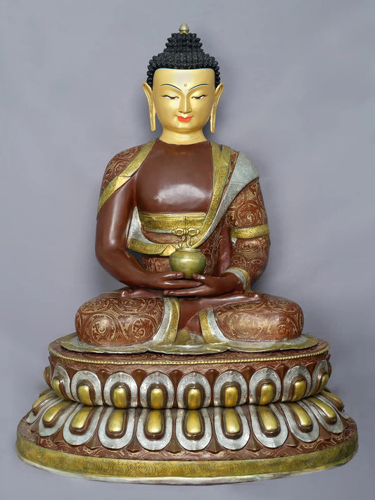 39" Large Amitabha Buddha Copper Statue | Tibetan Buddhist Deity Idol