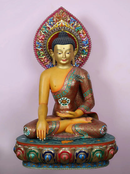 4" Large Bhumisparsha Mudra Buddha Copper Statue from Nepal