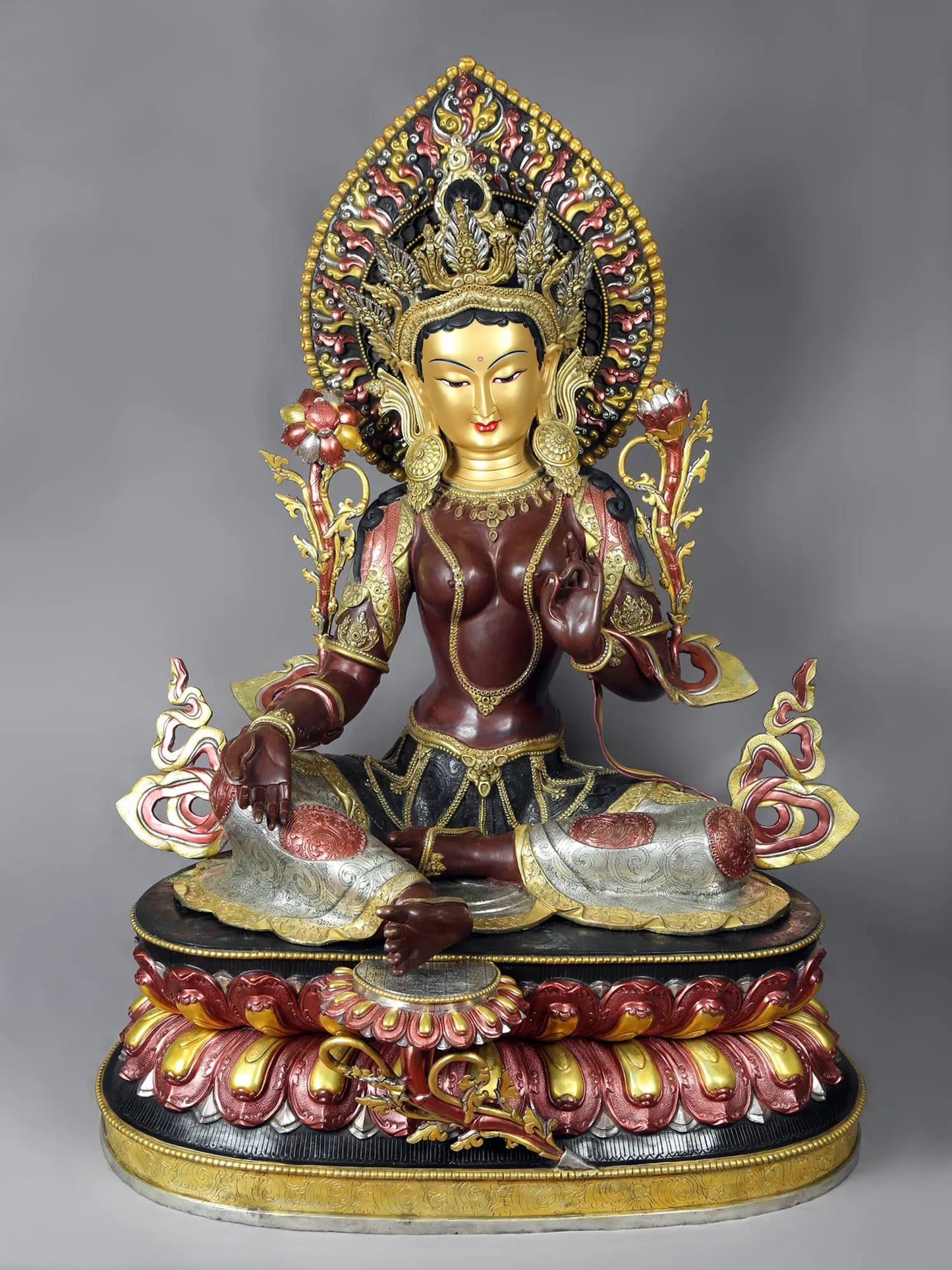 51" Large Tibetan Buddhist Goddess Green Tara Idol from Nepal