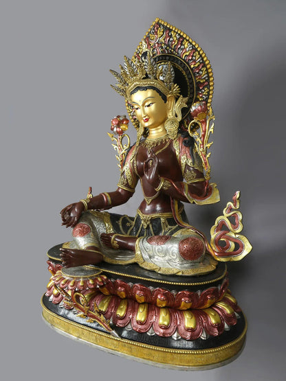 51" Large Tibetan Buddhist Goddess Green Tara Idol from Nepal