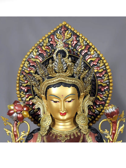 51" Large Tibetan Buddhist Goddess Green Tara Idol from Nepal