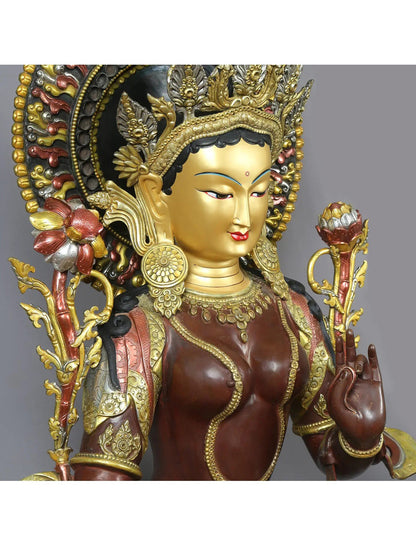 51" Large Tibetan Buddhist Goddess Green Tara Idol from Nepal