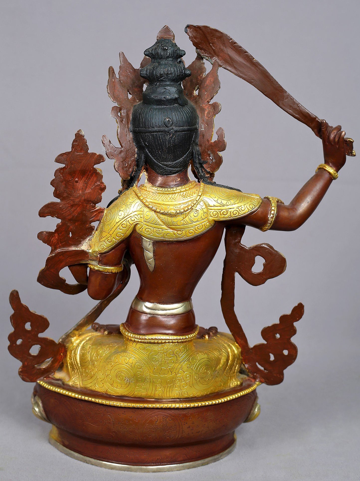 14" Manjushri Copper Statue from Nepal | Buddhist Deity Idols