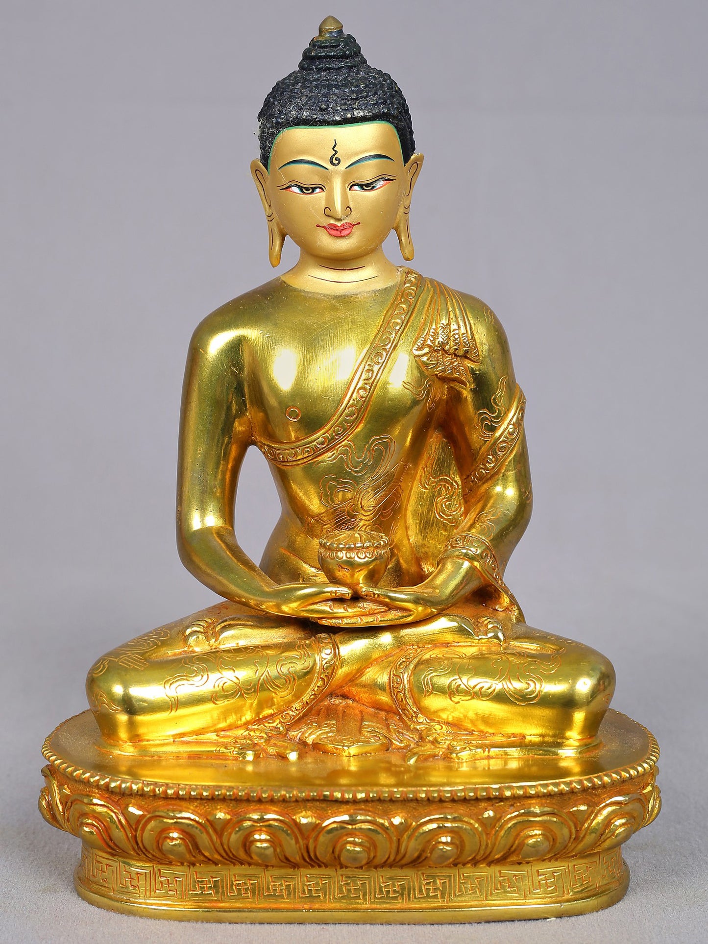 9" Amitabha Buddha Copper Statue from Nepal | Buddhist Deity Copper Figurines