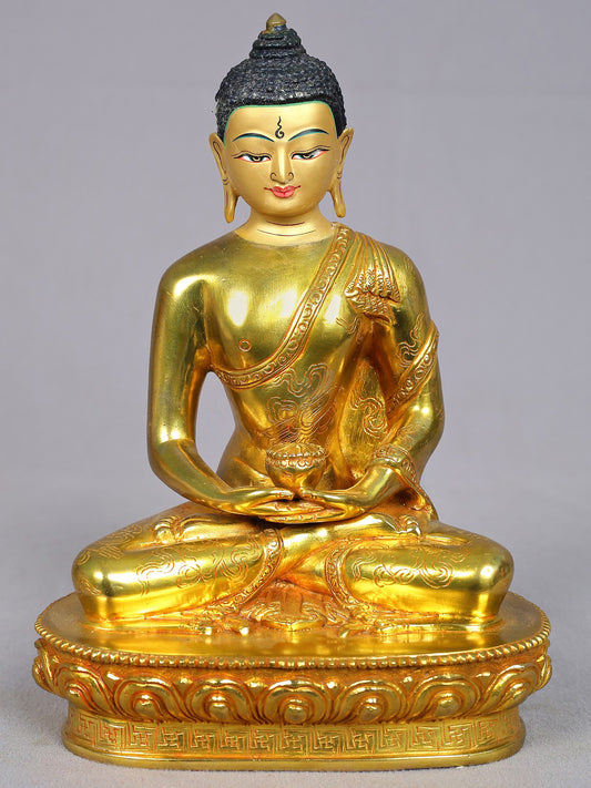 9" Amitabha Buddha Copper Statue from Nepal | Buddhist Deity Copper Figurines