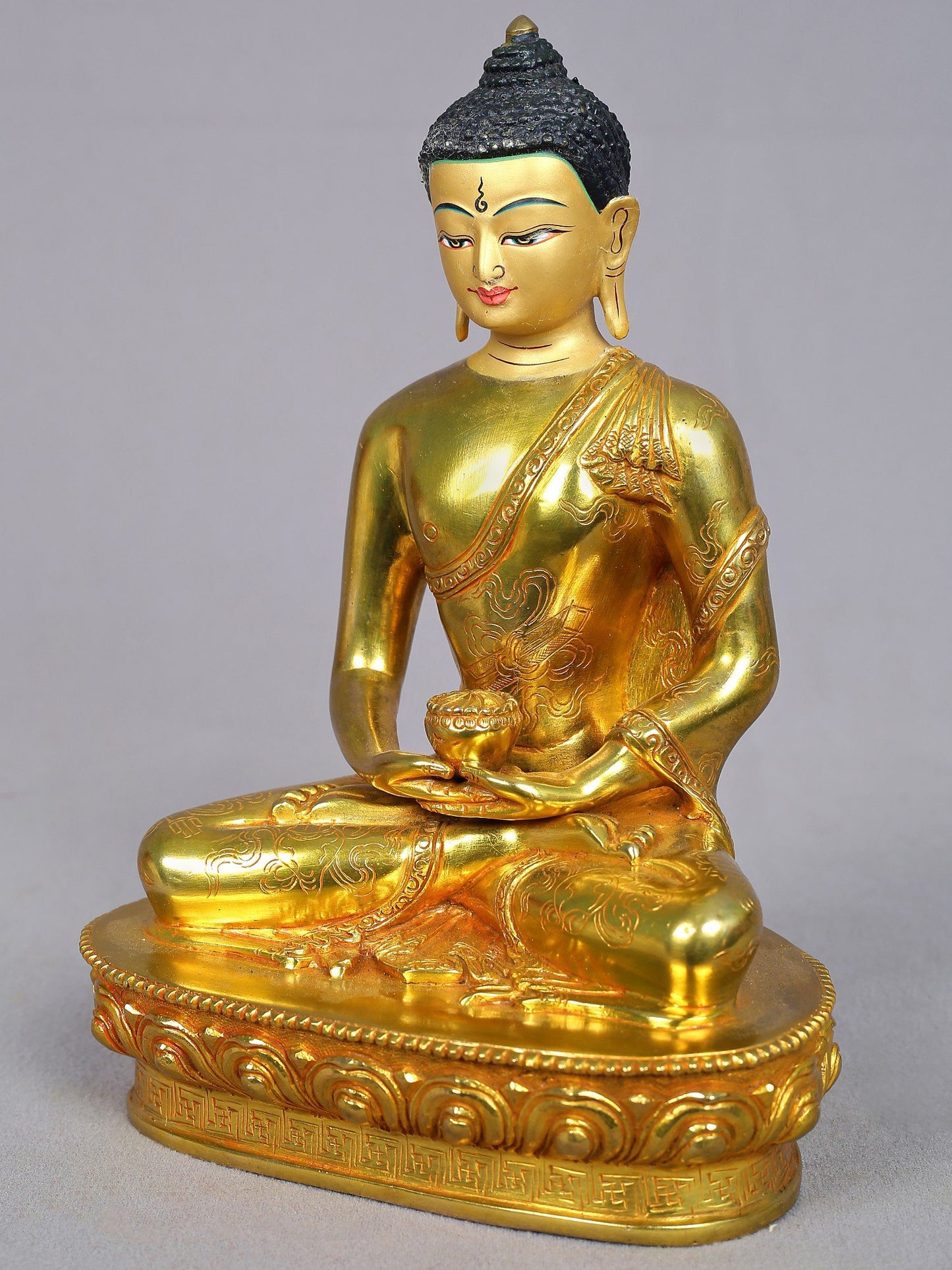 9" Amitabha Buddha Copper Statue from Nepal | Buddhist Deity Copper Figurines