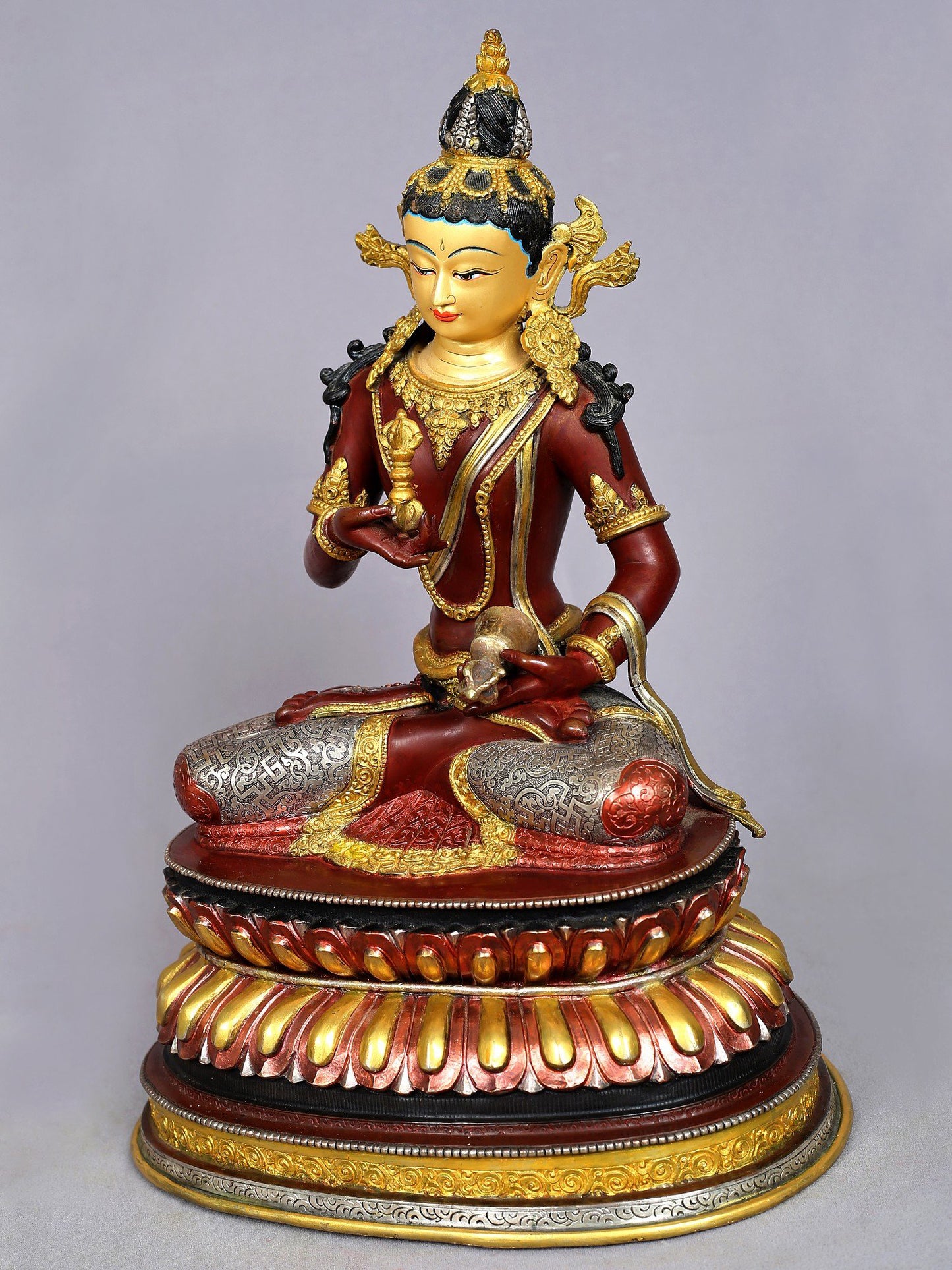 15" Mongolian Vajrasattva Copper Statue - Buddhist Deity Idols