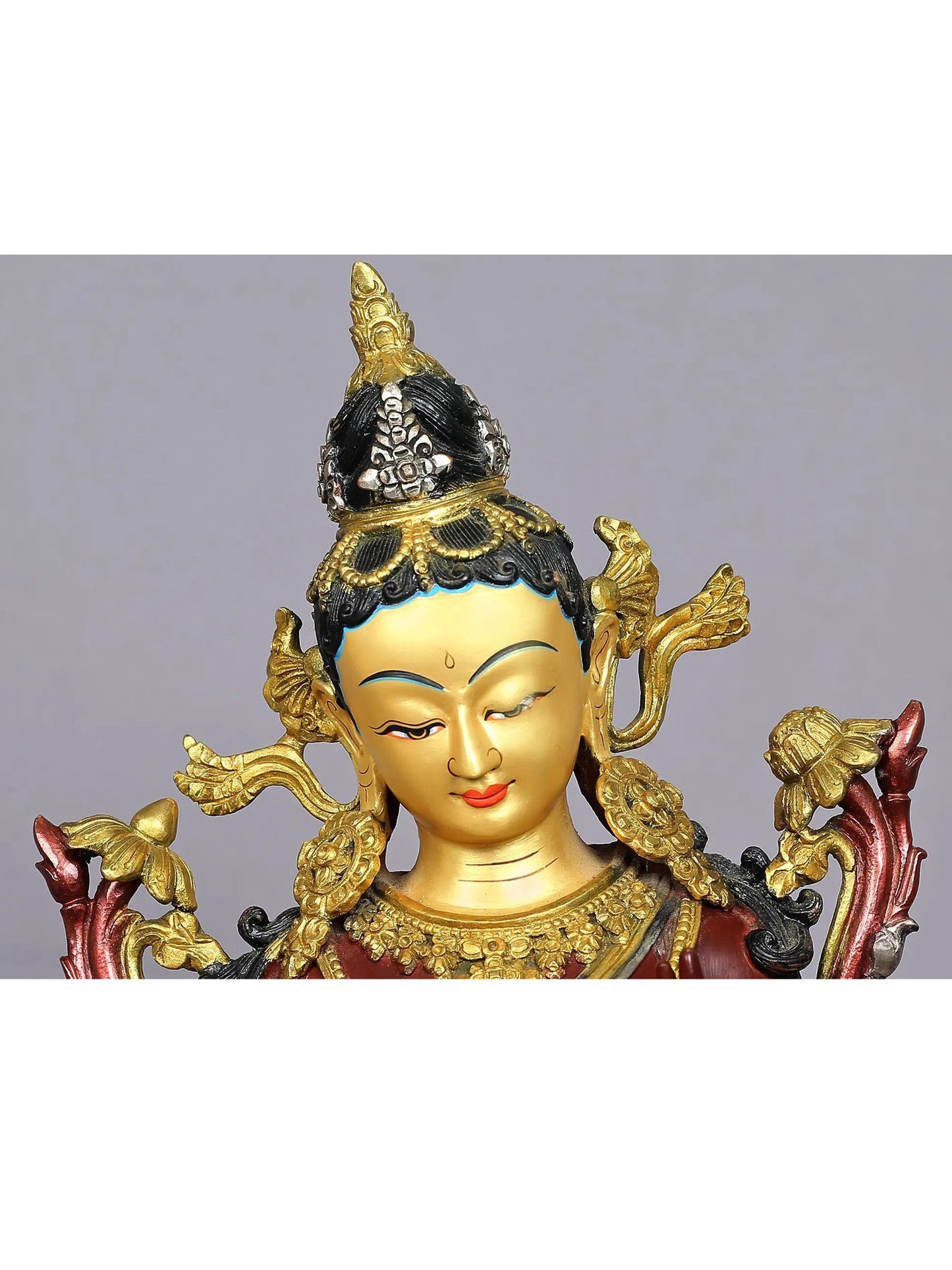 15" Mangolian Goddess White Tara Copper Statue