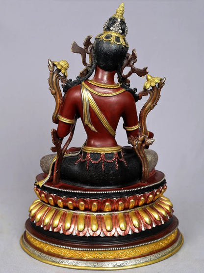 15" Mangolian Goddess White Tara Copper Statue