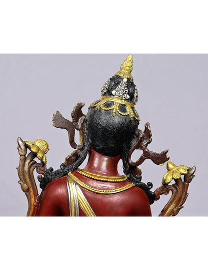 15" Mangolian Goddess White Tara Copper Statue