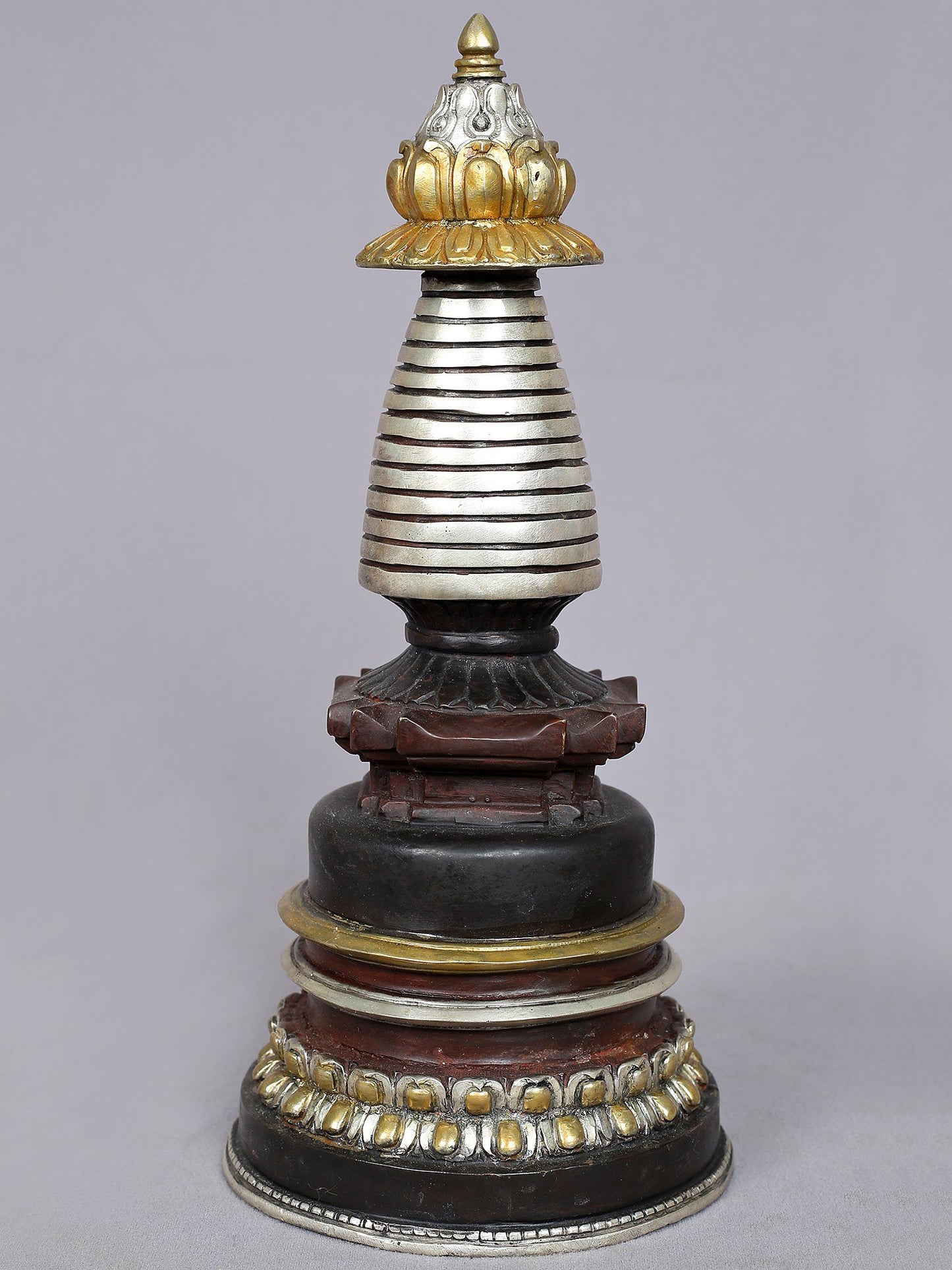 12" Copper Stupa from Nepal | Handmade Copper Sculpture