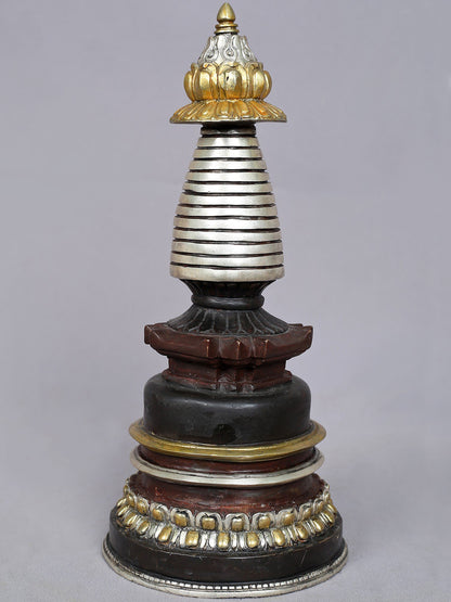 12" Copper Stupa from Nepal | Handmade Copper Sculpture