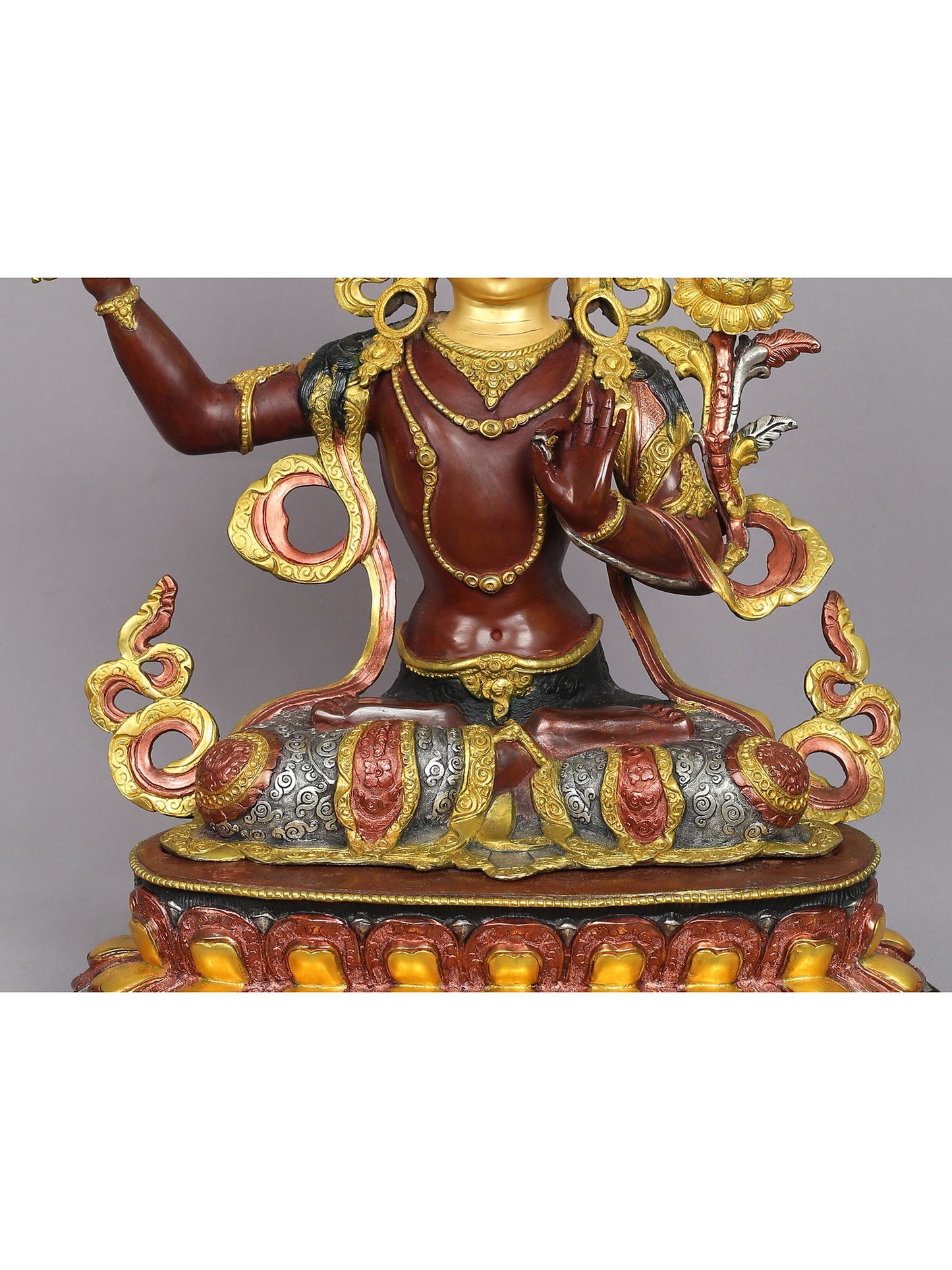 18" Manjushri Copper Statue from Nepal | Buddhist Deity Idols