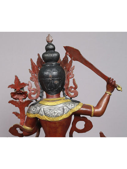 18" Manjushri Copper Statue from Nepal | Buddhist Deity Idols