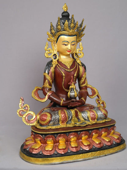 19" Copper Lord Aparmita Buddha Idol | Buddhist Deity Statue