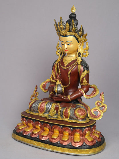 19" Copper Lord Aparmita Buddha Idol | Buddhist Deity Statue