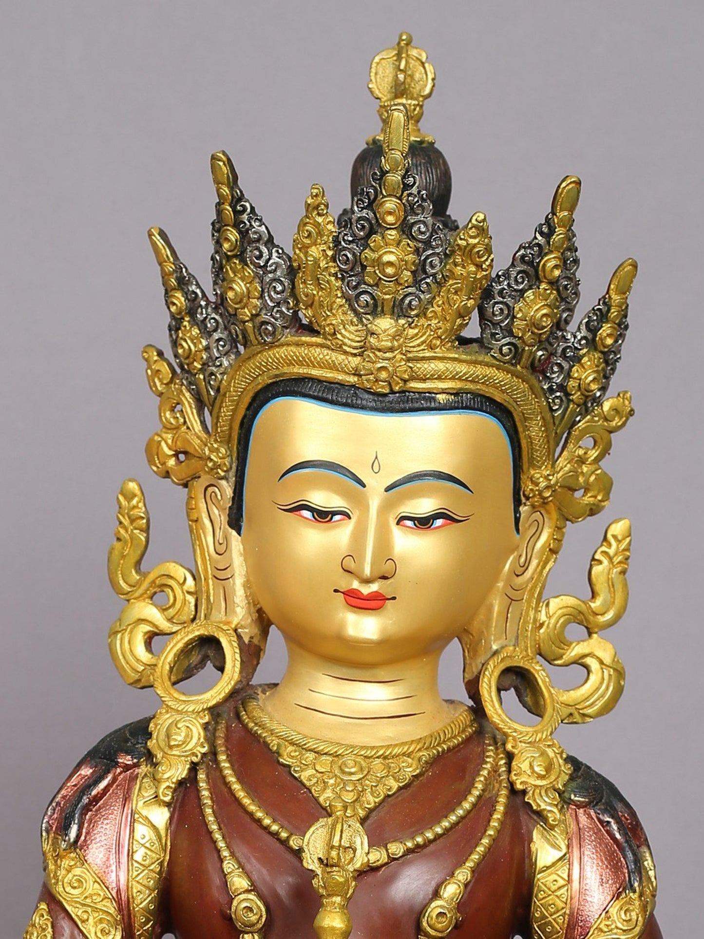 18" Buddhist Deity Vajrasattva Sculpture | Nepalese Copper Statue