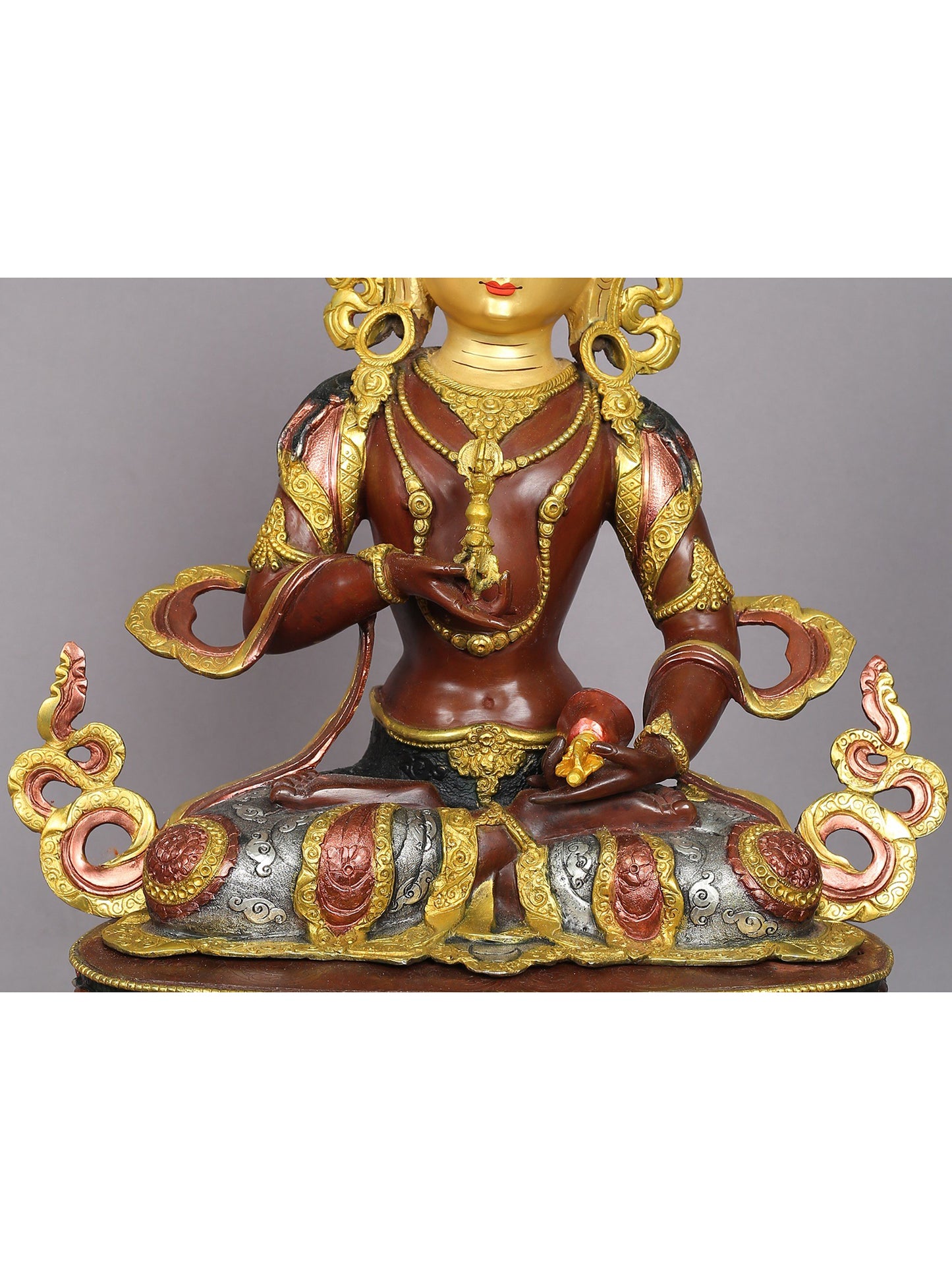 18" Buddhist Deity Vajrasattva Sculpture | Nepalese Copper Statue