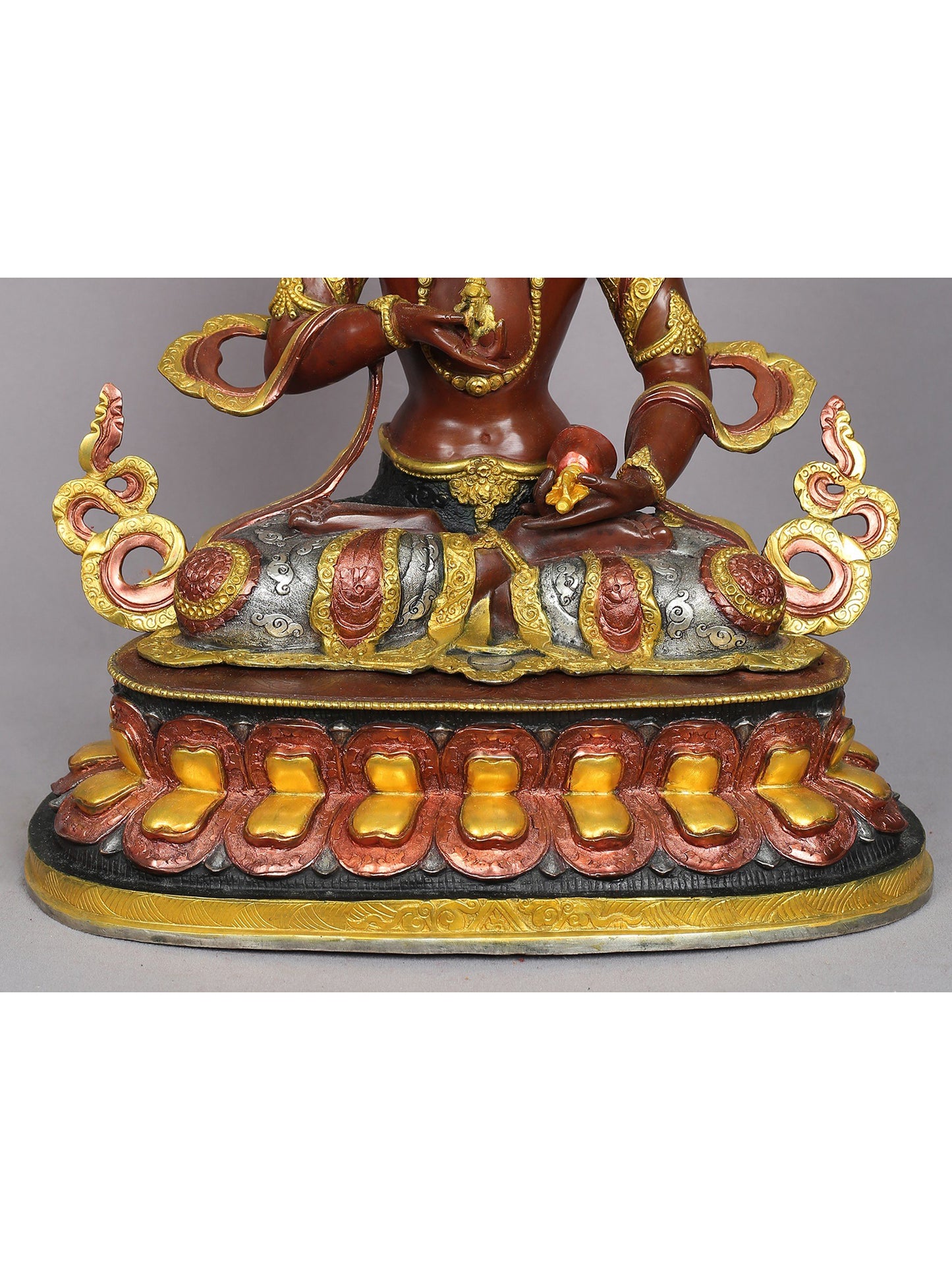 18" Buddhist Deity Vajrasattva Sculpture | Nepalese Copper Statue