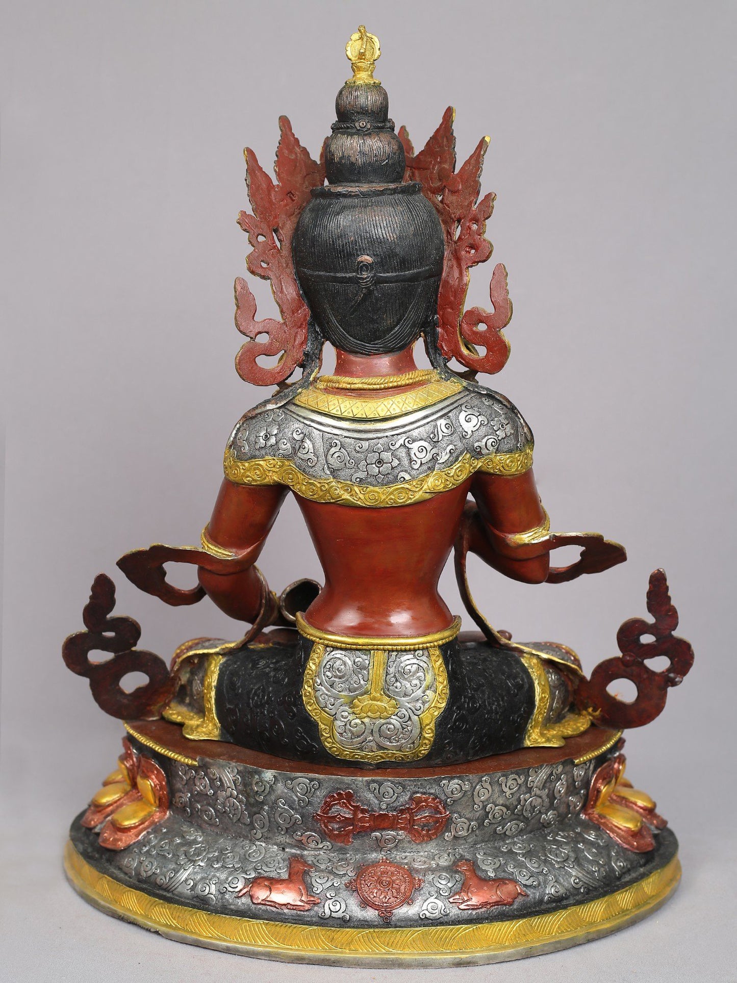 18" Buddhist Deity Vajrasattva Sculpture | Nepalese Copper Statue