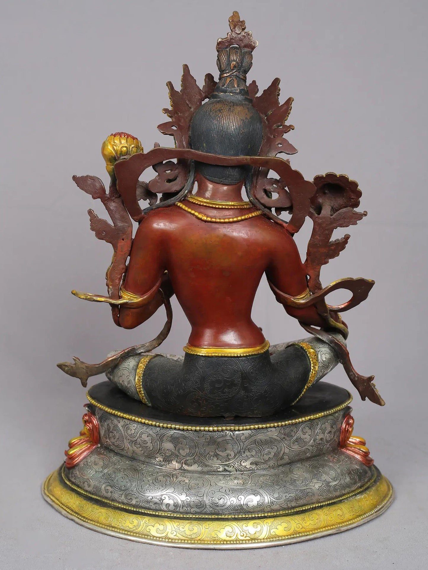 16" Tibetan Buddhist Goddess Green Tara Copper Statue from Nepal