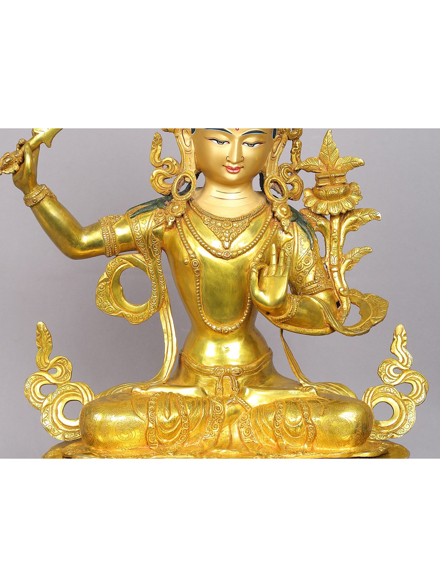 19" Tibetan Buddhist Deity - Manjushri Statue from Nepal