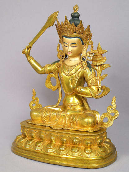 19" Tibetan Buddhist Deity - Manjushri Statue from Nepal