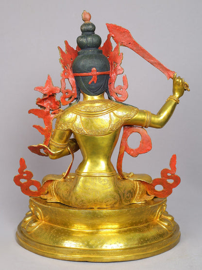 19" Tibetan Buddhist Deity - Manjushri Statue from Nepal