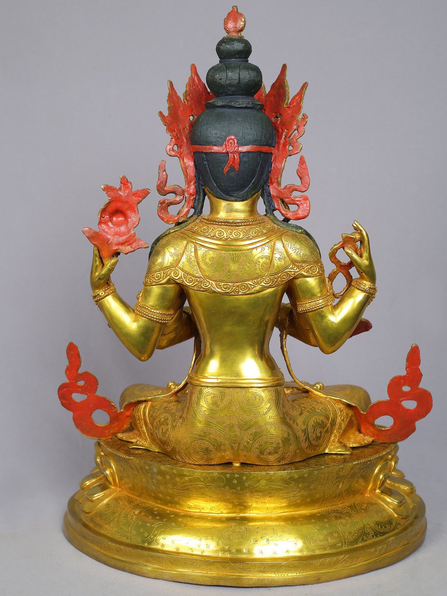 19" Tibetan Buddhist Deity Chenrezig Statue From Nepal